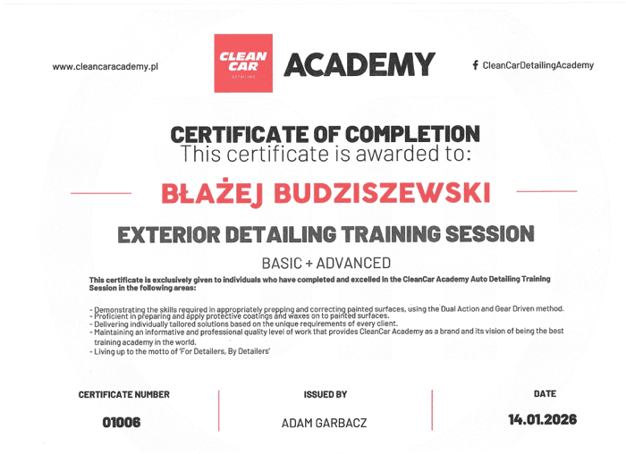 Certificate EXTERIOR